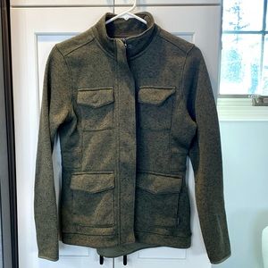 Excellent Condition Eddie Bauer Dark Olive Green Zippered  Hip length Coat Small